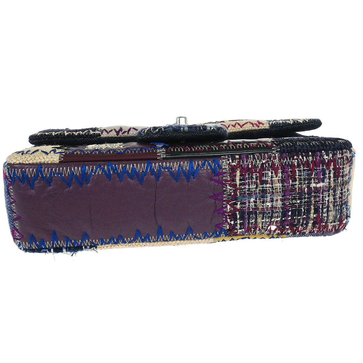 Chanel 2012 Navy Beige Tweed Patchwork Shoulder Bag