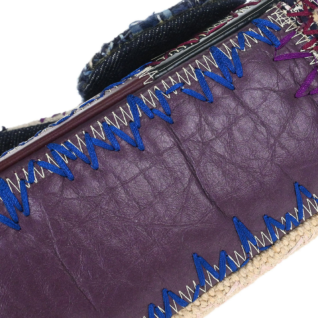 Chanel 2012 Navy Beige Tweed Patchwork Shoulder Bag