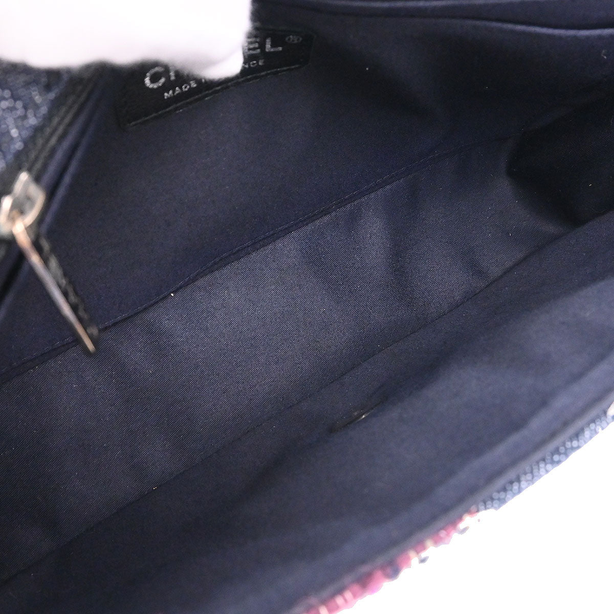 Chanel 2012 Navy Beige Tweed Patchwork Shoulder Bag