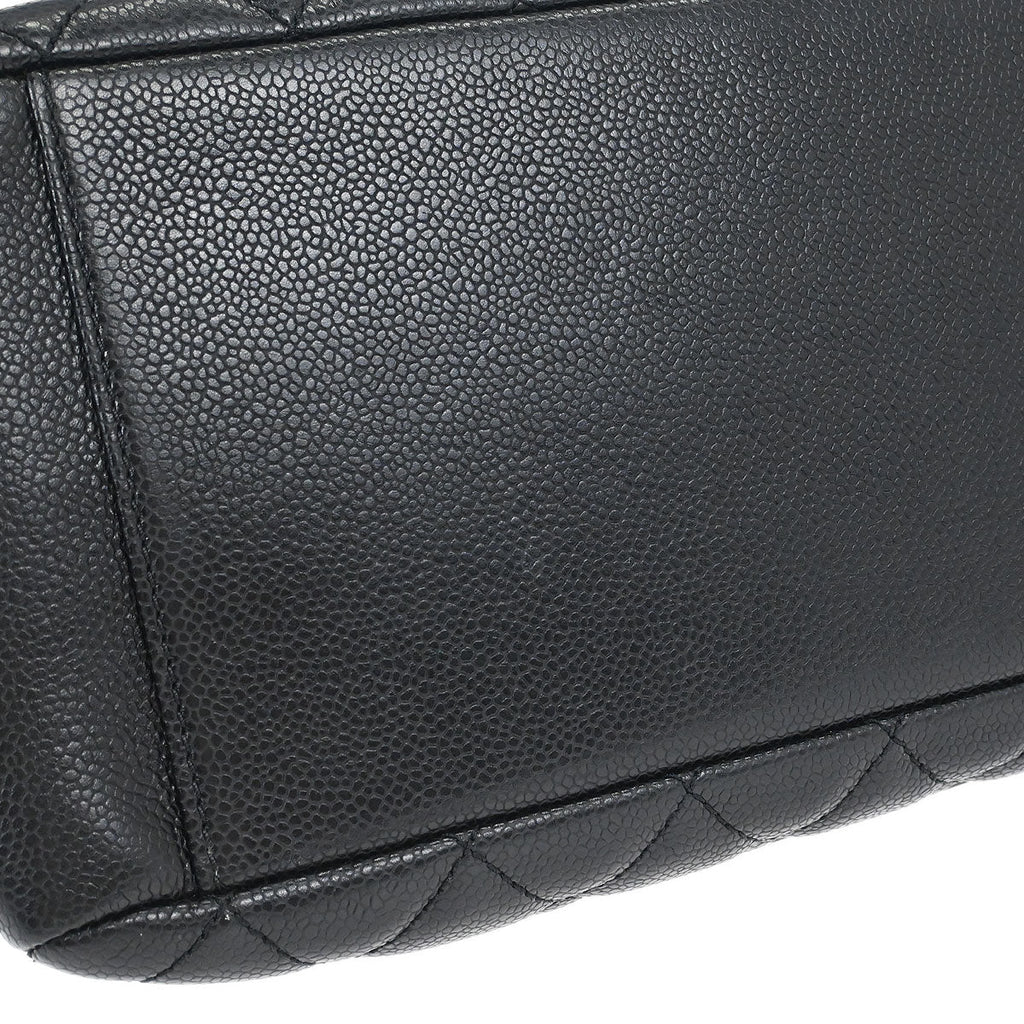Chanel 2014 Black Caviar Grand Shopping Tote GST Chain Handbag