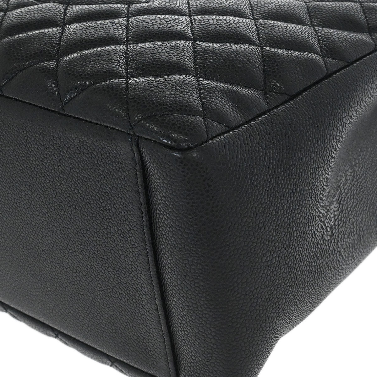 Chanel 2014 Black Caviar Grand Shopping Tote GST Chain Handbag