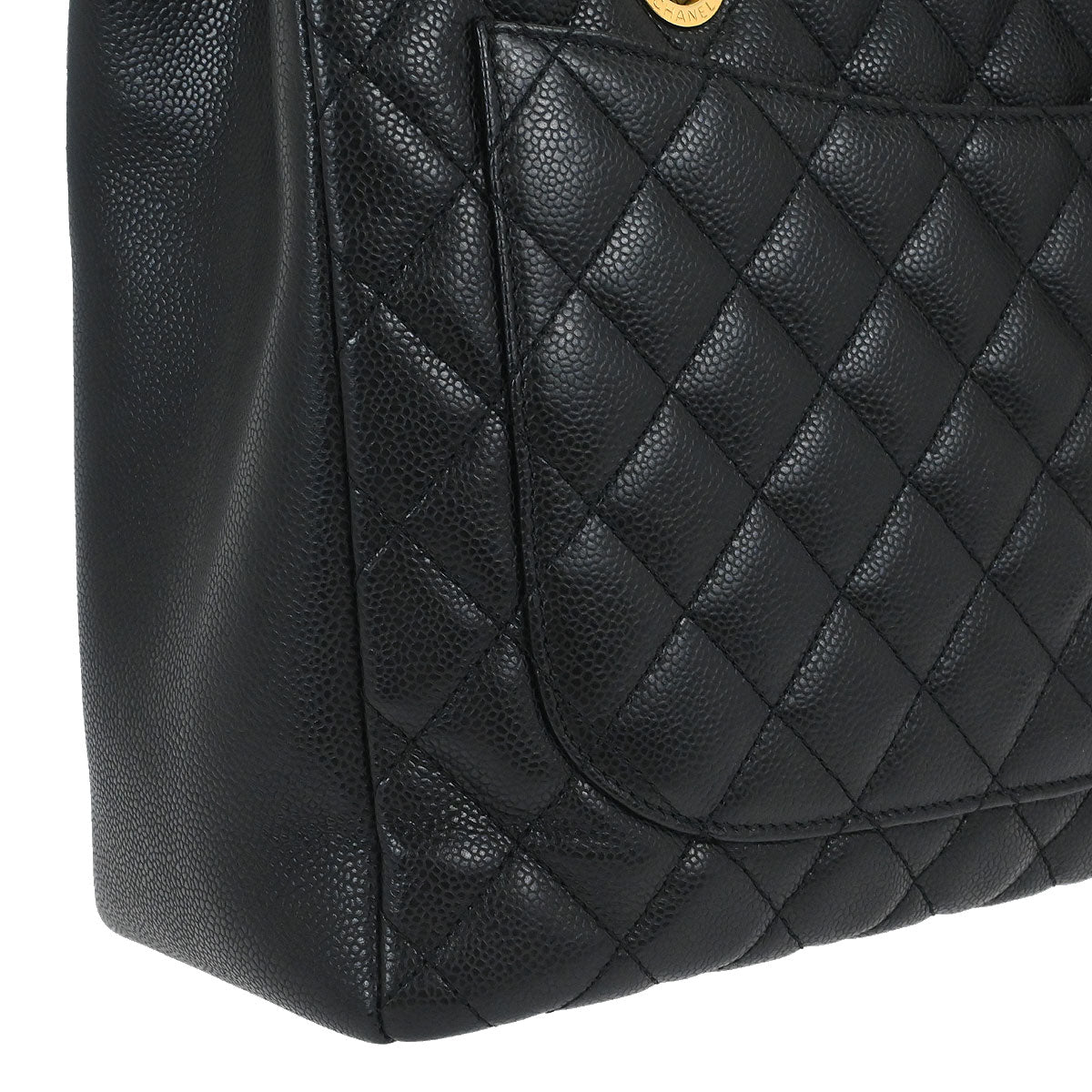 Chanel 2014 Black Caviar Grand Shopping Tote GST Chain Handbag