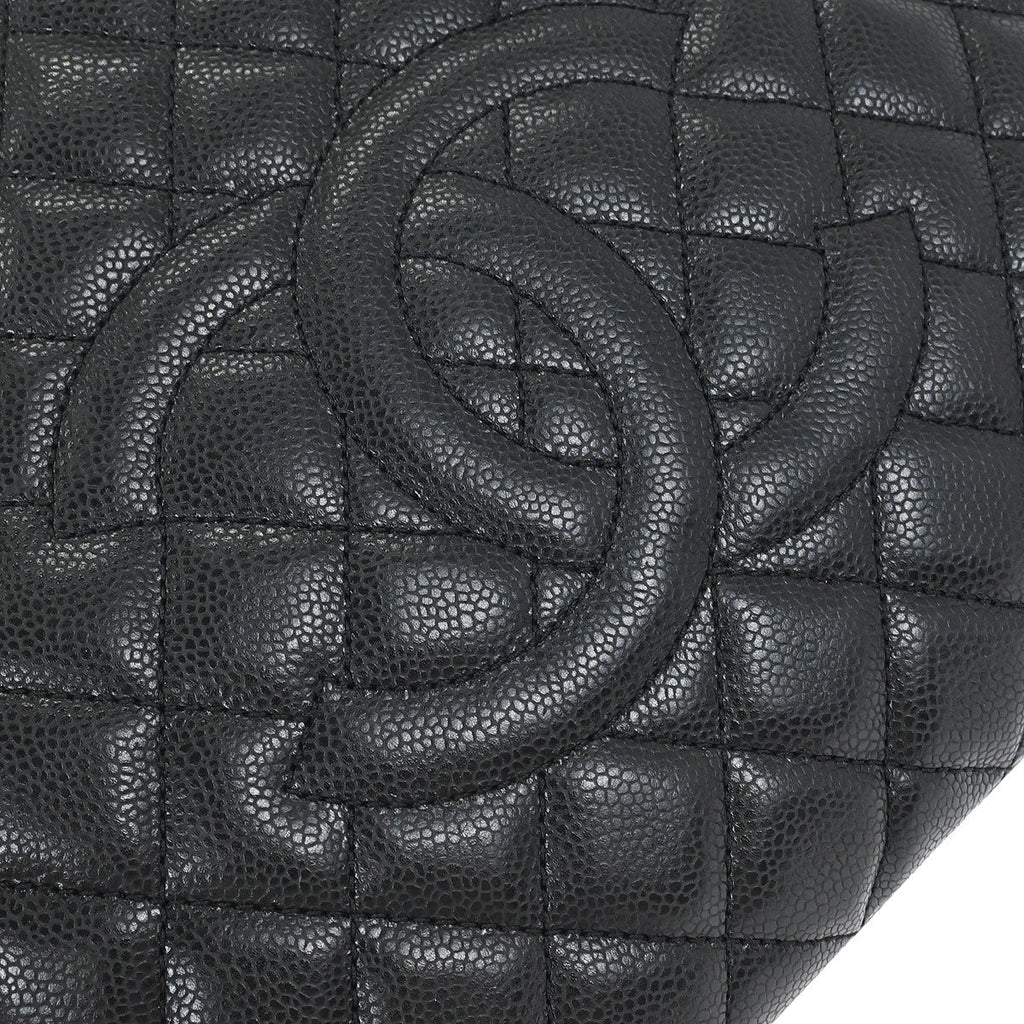Chanel 2014 Black Caviar Grand Shopping Tote GST Chain Handbag