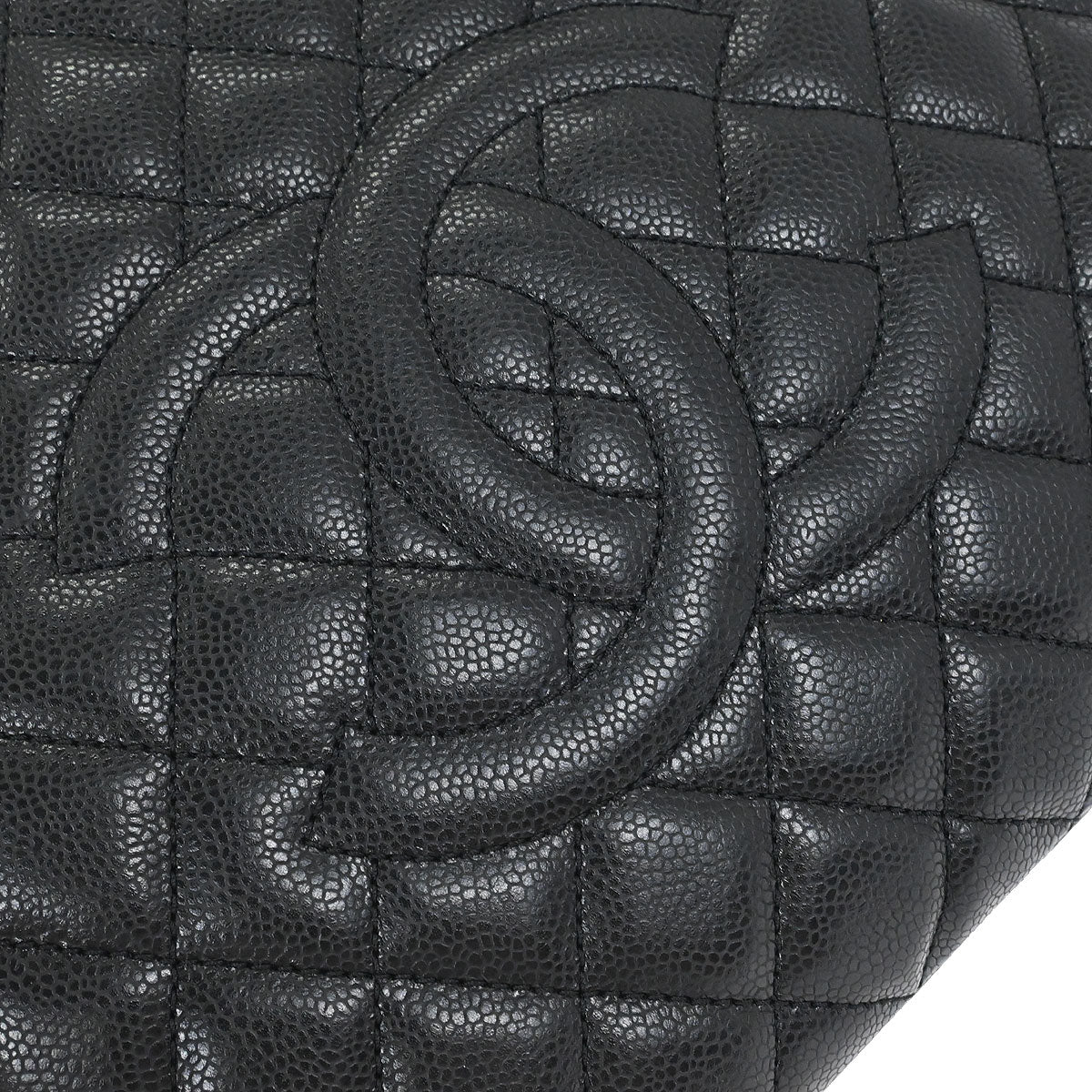 Chanel 2014 Black Caviar Grand Shopping Tote GST Chain Handbag