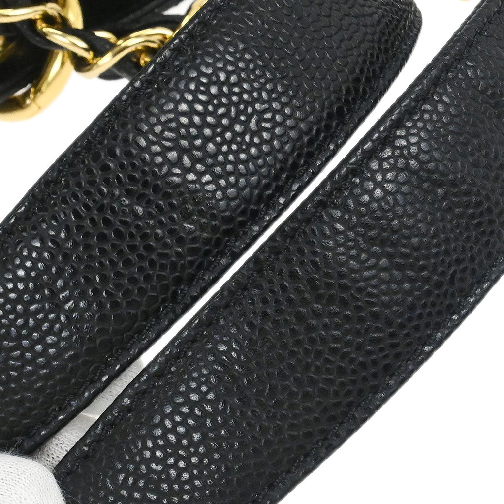 Chanel 2014 Black Caviar Grand Shopping Tote GST Chain Handbag
