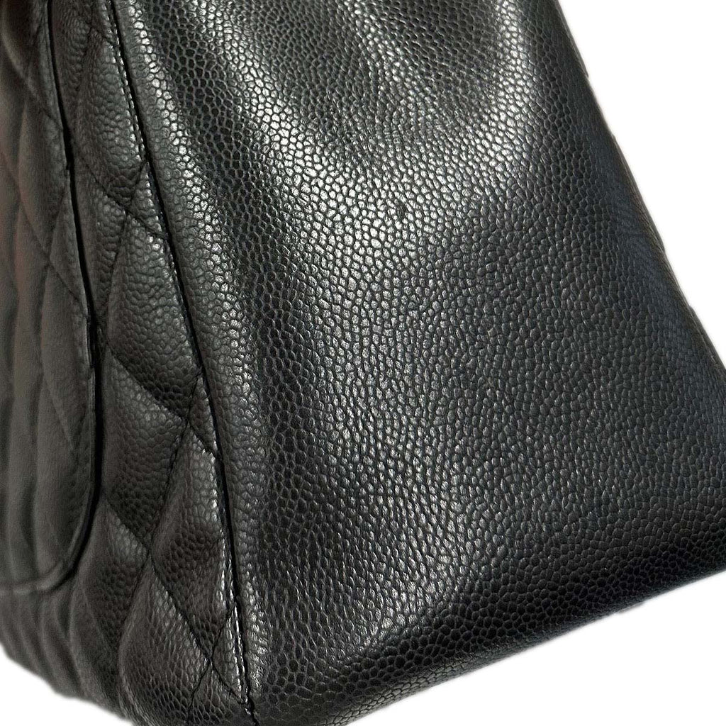 Chanel 2014 Black Caviar Grand Shopping Tote GST Chain Handbag