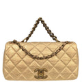 Chanel 2012 Metallic Gold Calfskin Pondicherry Flap 2way Shoulder Handbag