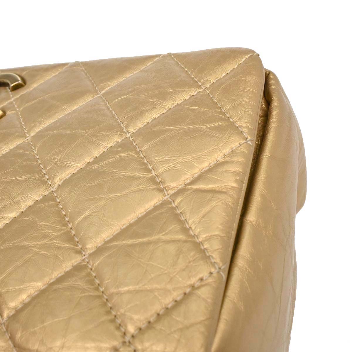 Chanel 2012 Metallic Gold Calfskin Pondicherry Flap 2way Shoulder Handbag
