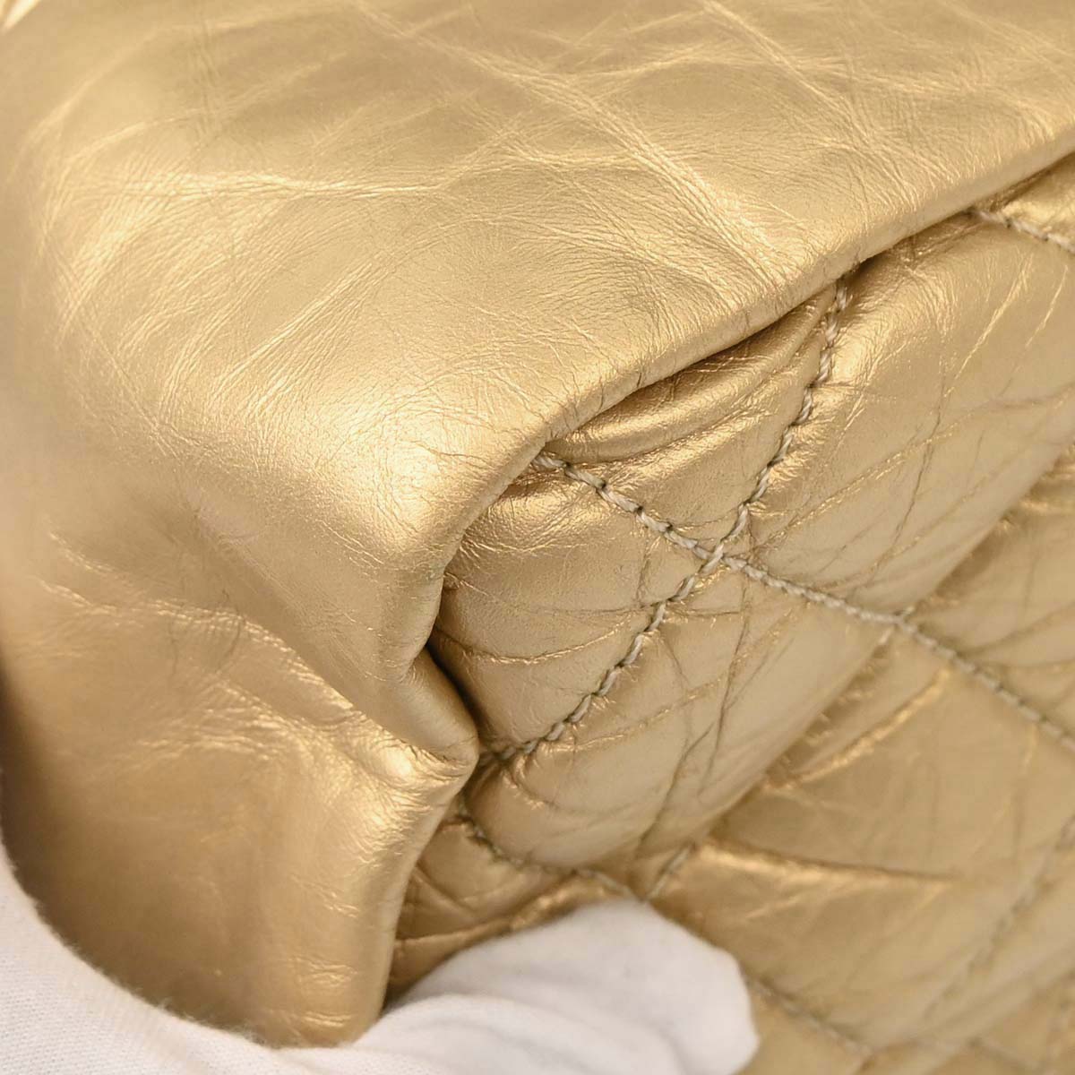 Chanel 2012 Metallic Gold Calfskin Pondicherry Flap 2way Shoulder Handbag