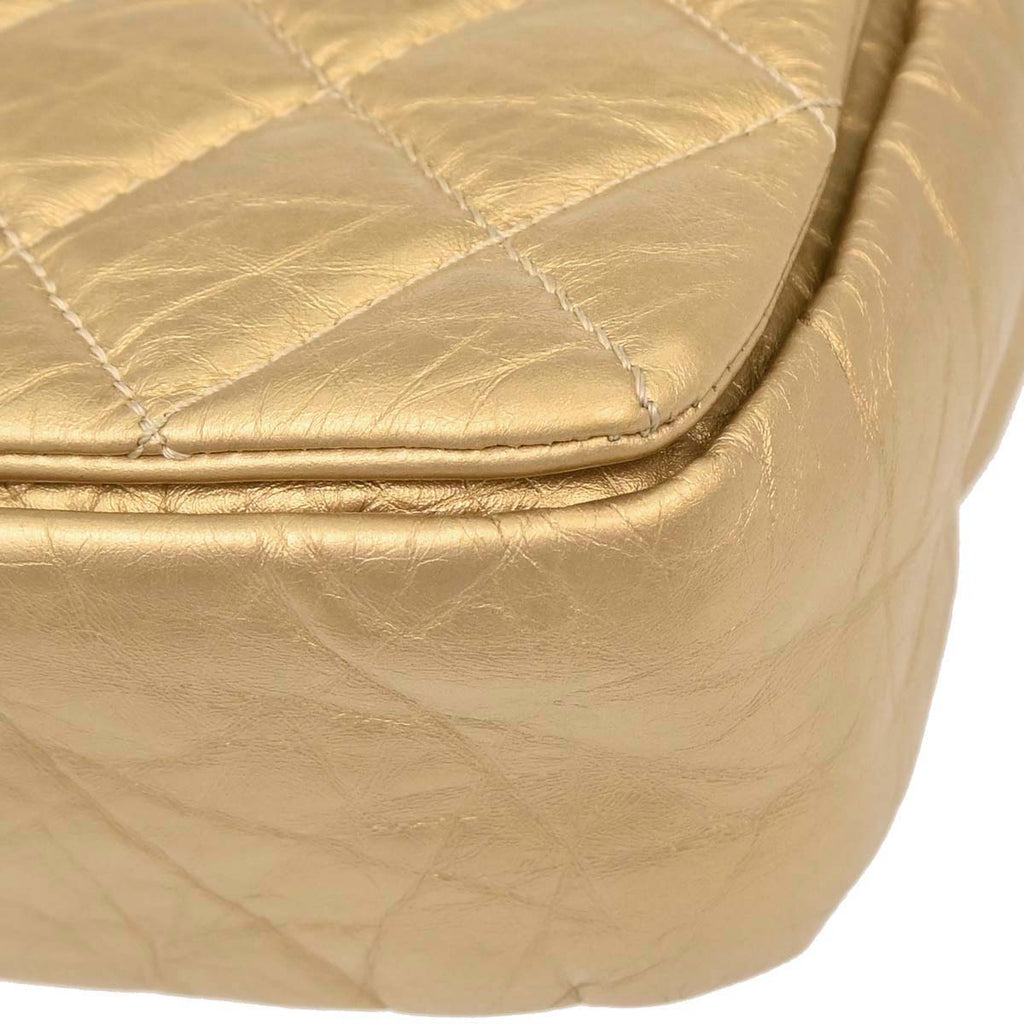 Chanel 2012 Metallic Gold Calfskin Pondicherry Flap 2way Shoulder Handbag