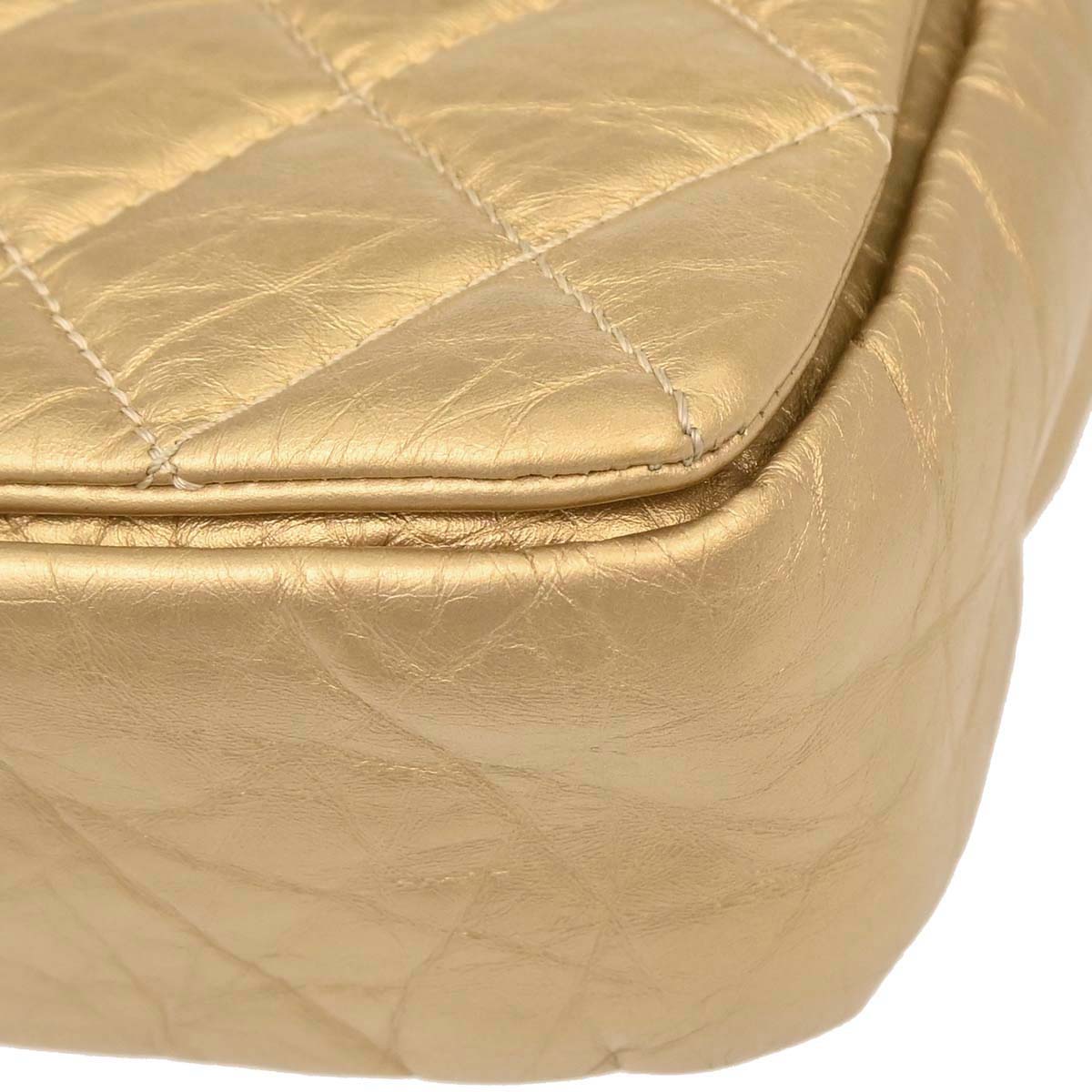 Chanel 2012 Metallic Gold Calfskin Pondicherry Flap 2way Shoulder Handbag
