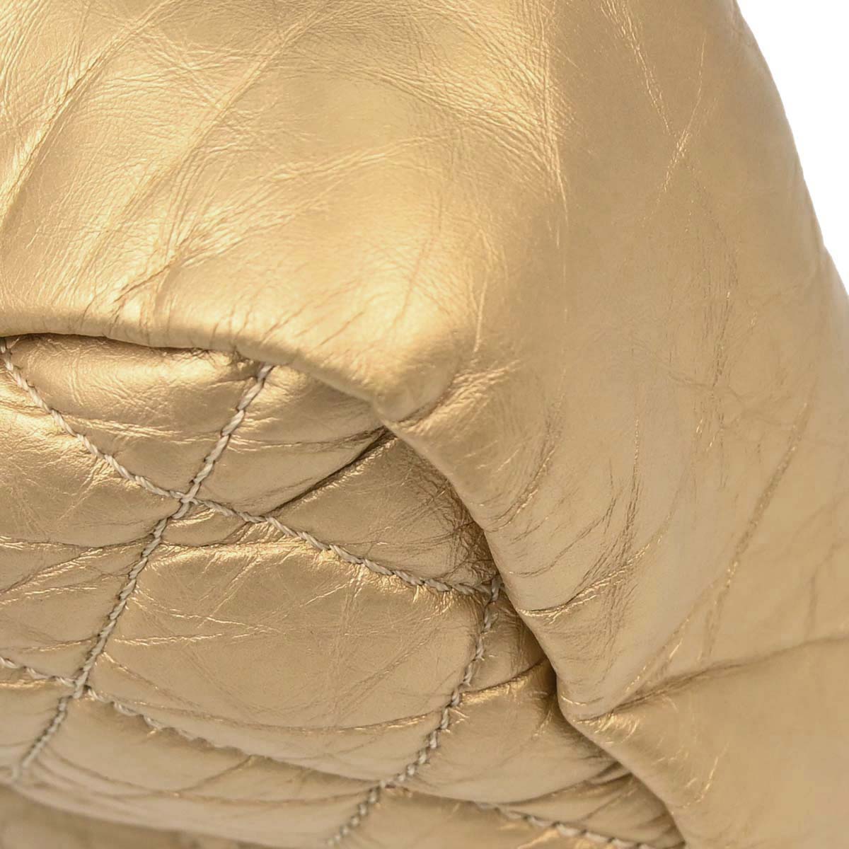 Chanel 2012 Metallic Gold Calfskin Pondicherry Flap 2way Shoulder Handbag