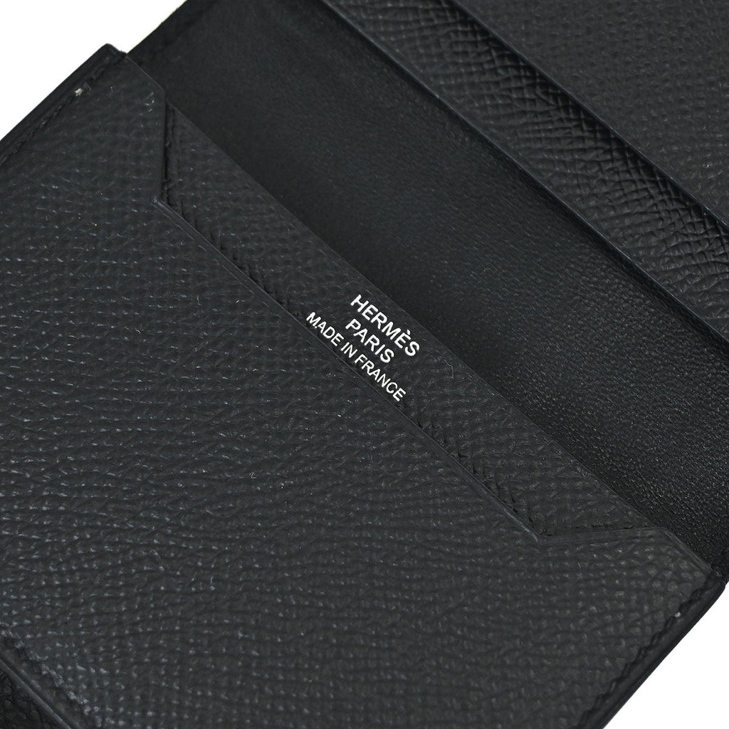 Hermes Black Epsom Bearn Cardholder