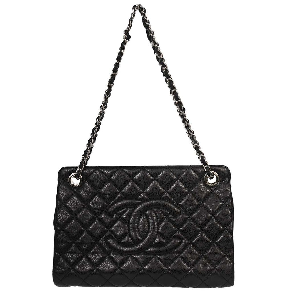 Chanel 2012-2013 Black Caviar Skin Chain Tote Bag