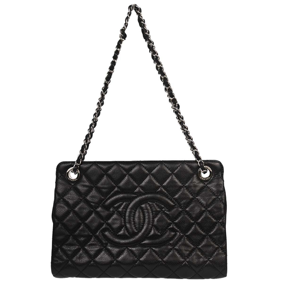 Chanel 2012-2013 Black Caviar Skin Chain Tote Bag