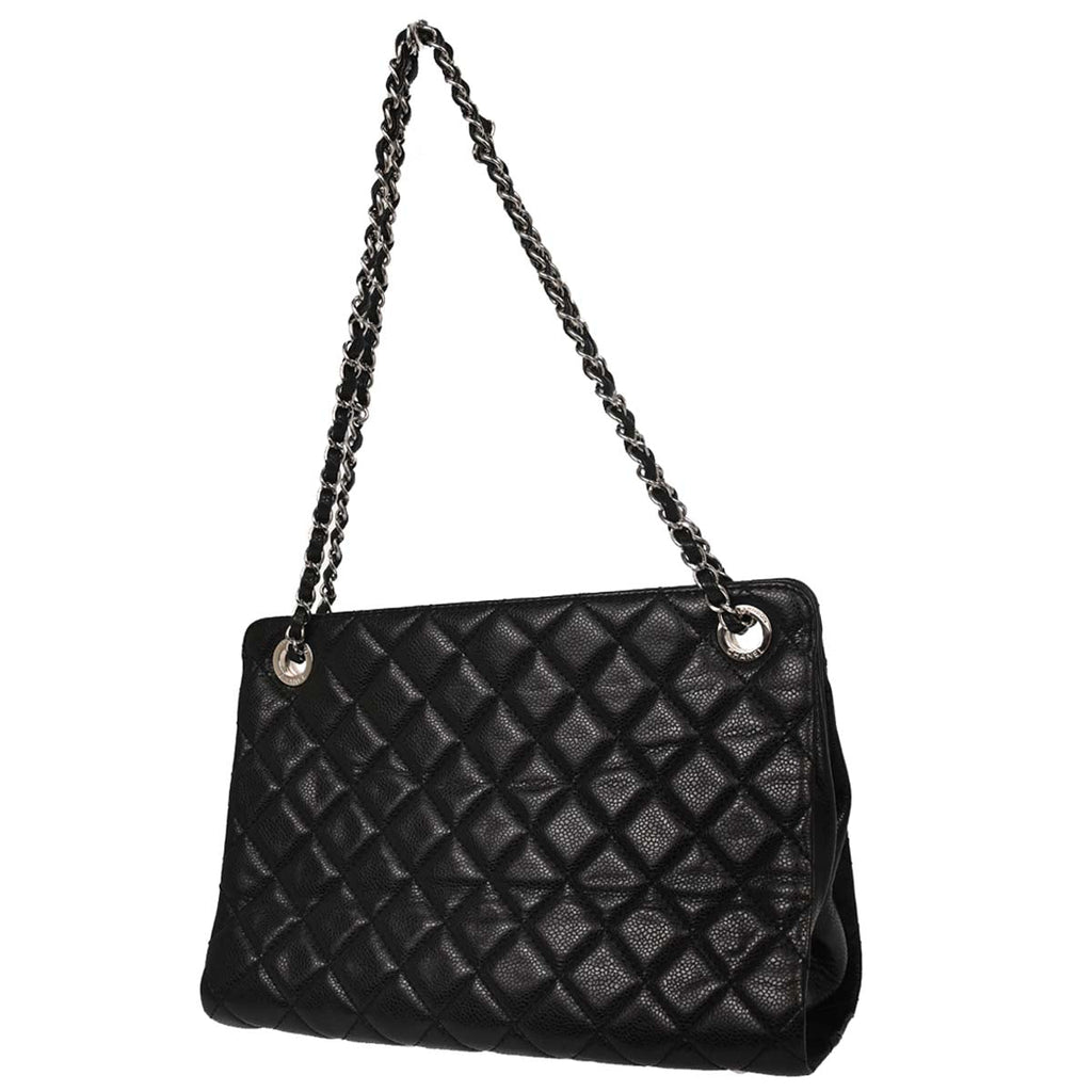 Chanel 2012-2013 Black Caviar Skin Chain Tote Bag