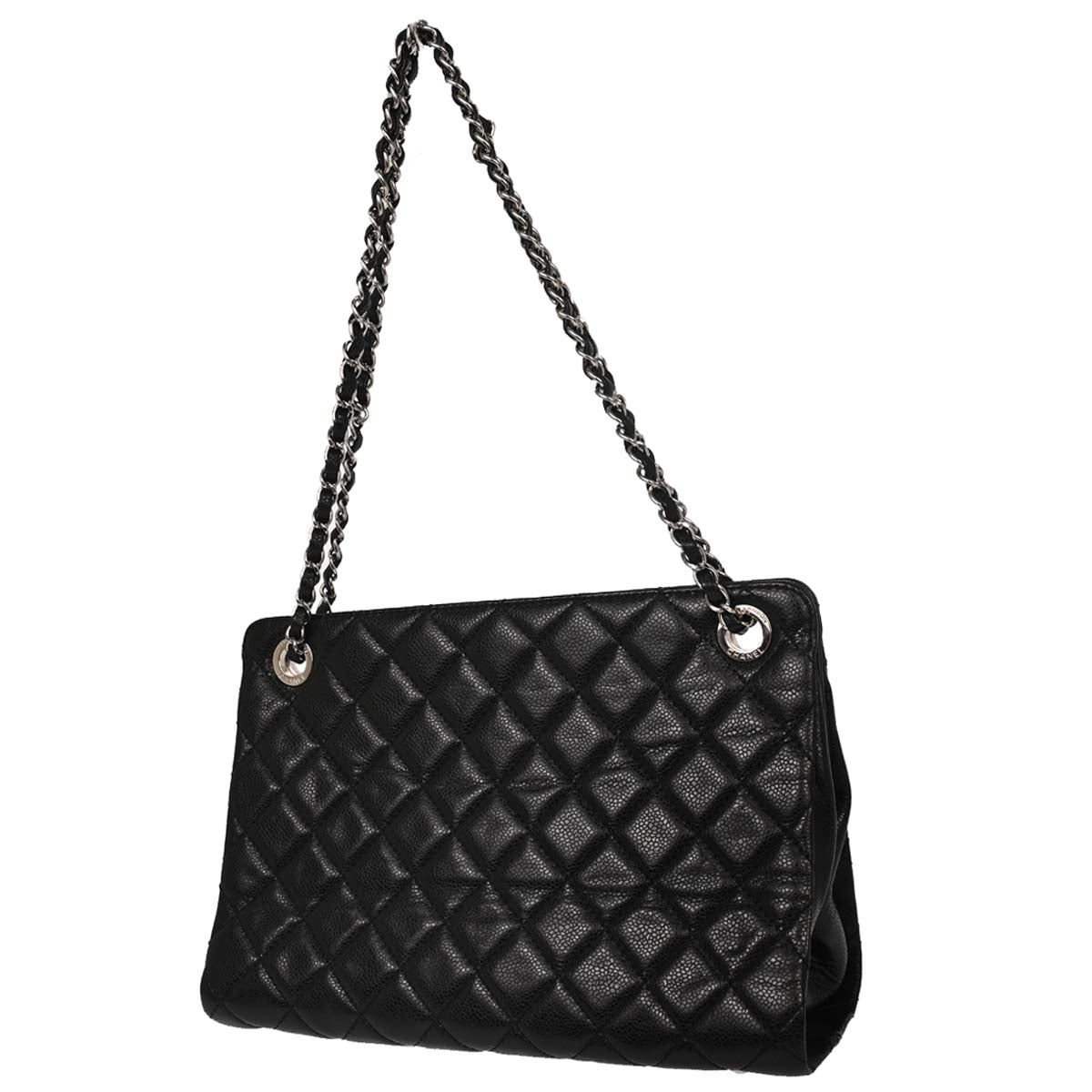 Chanel 2012-2013 Black Caviar Skin Chain Tote Bag