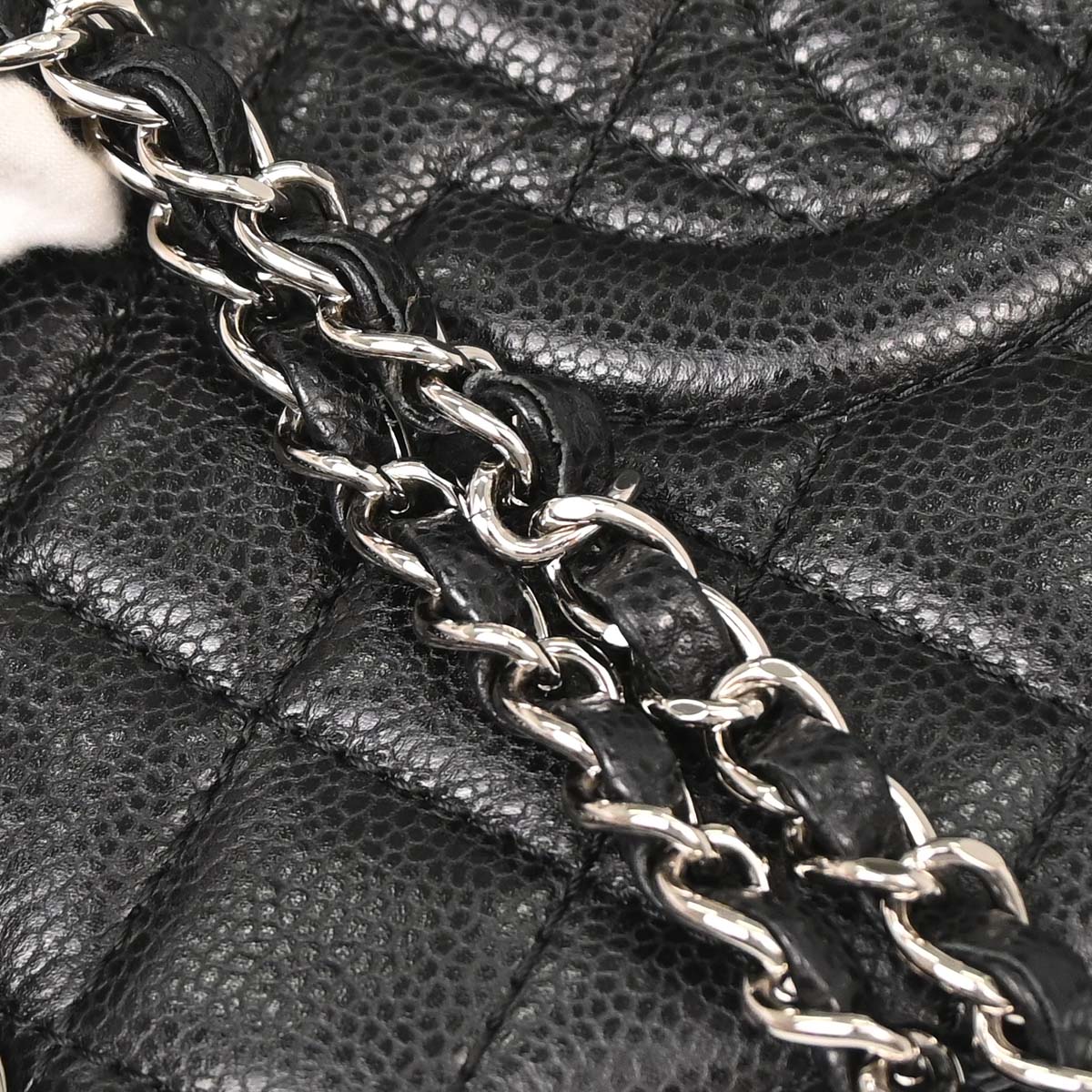 Chanel 2012-2013 Black Caviar Skin Chain Tote Bag