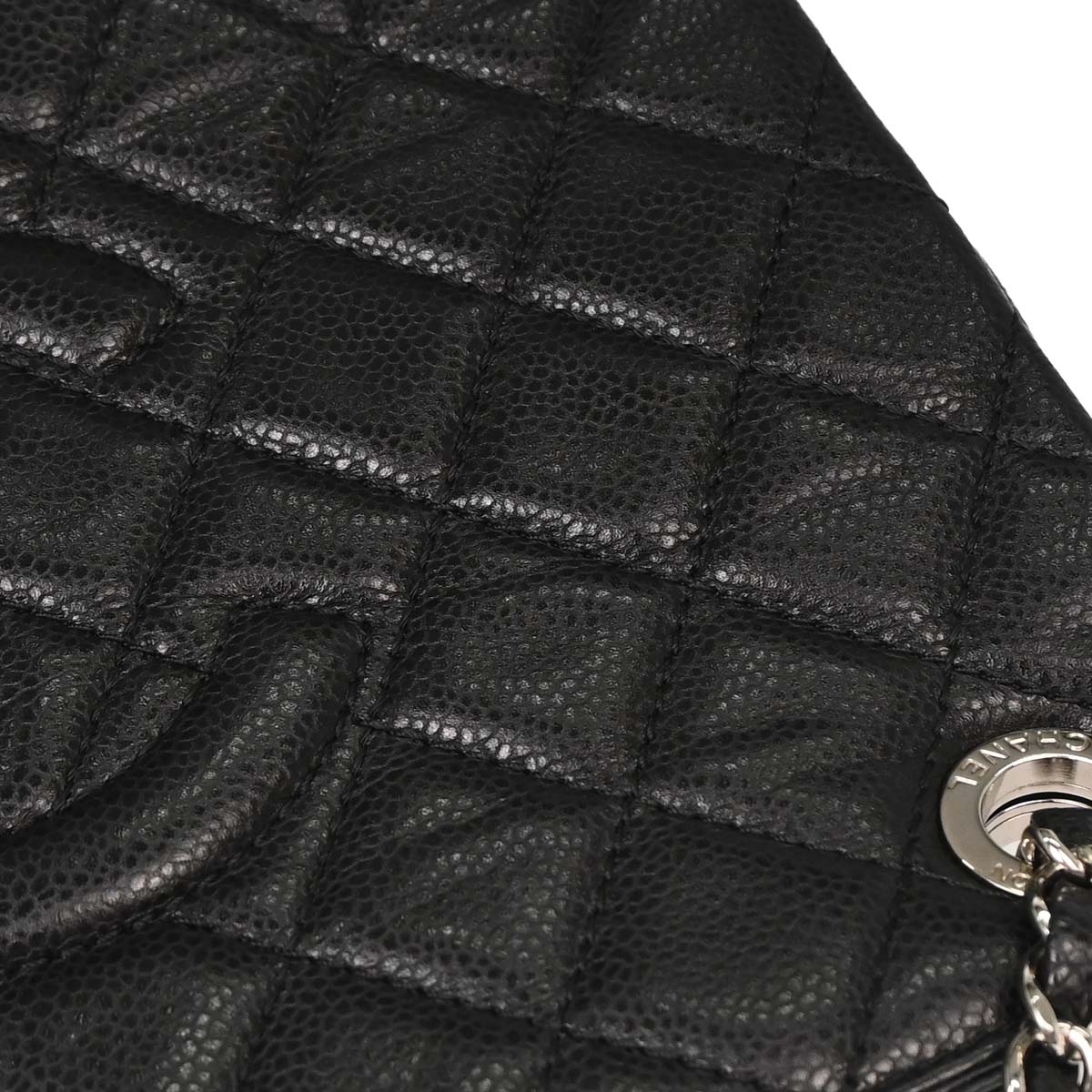 Chanel 2012-2013 Black Caviar Skin Chain Tote Bag
