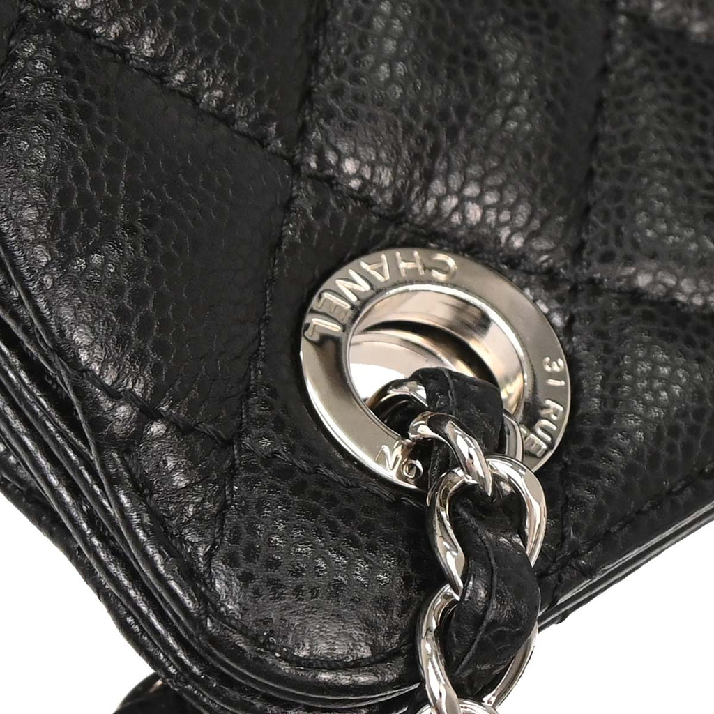 Chanel 2012-2013 Black Caviar Skin Chain Tote Bag