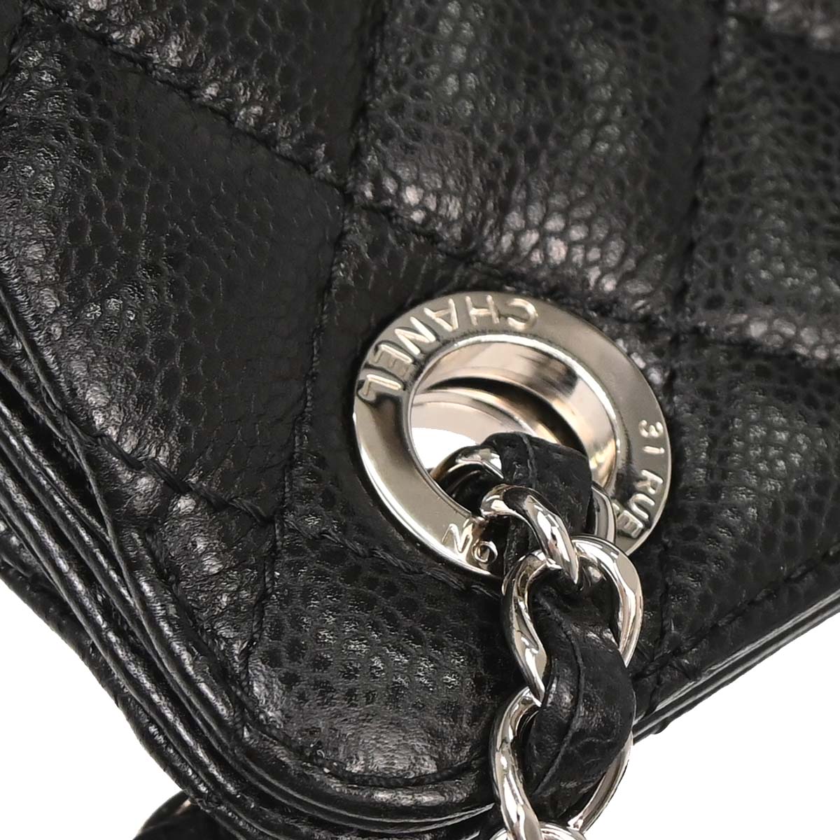 Chanel 2012-2013 Black Caviar Skin Chain Tote Bag