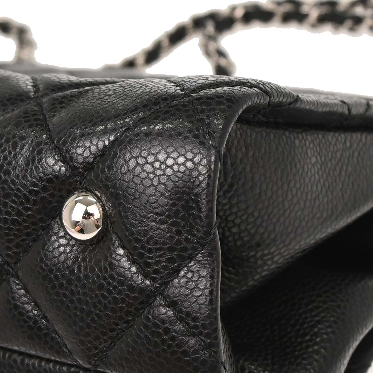 Chanel 2012-2013 Black Caviar Skin Chain Tote Bag