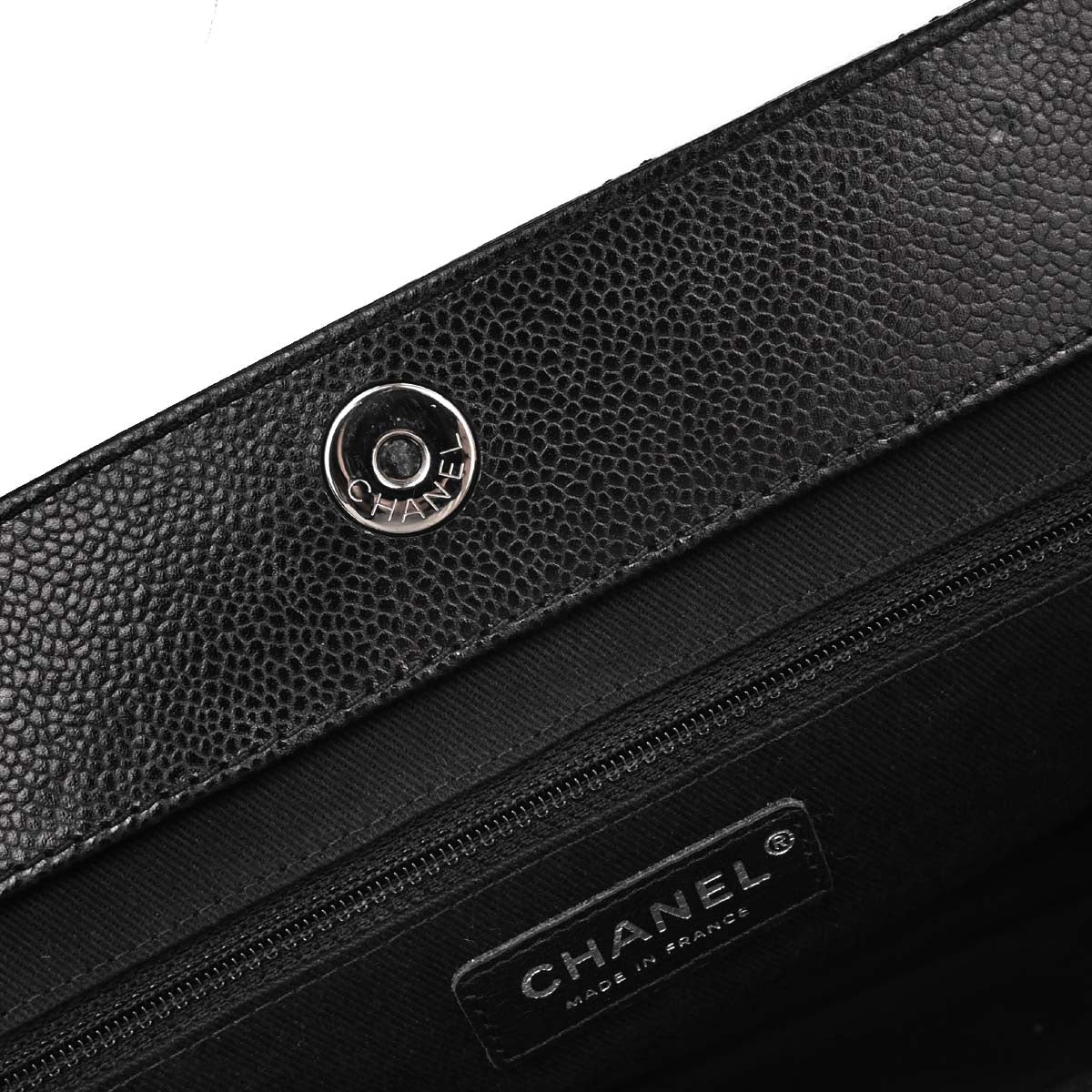 Chanel 2012-2013 Black Caviar Skin Chain Tote Bag