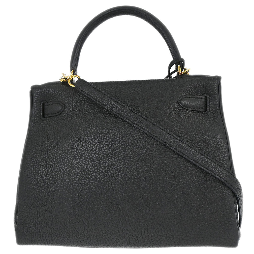 Hermes Black Togo Kelly 28 Retourne 2way Shoulder Handbag