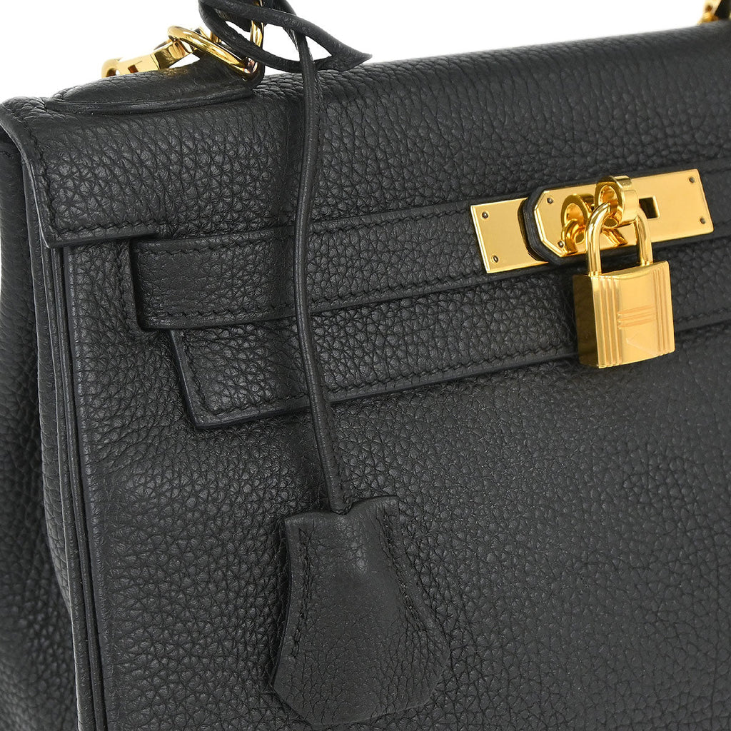 Hermes Black Togo Kelly 28 Retourne 2way Shoulder Handbag