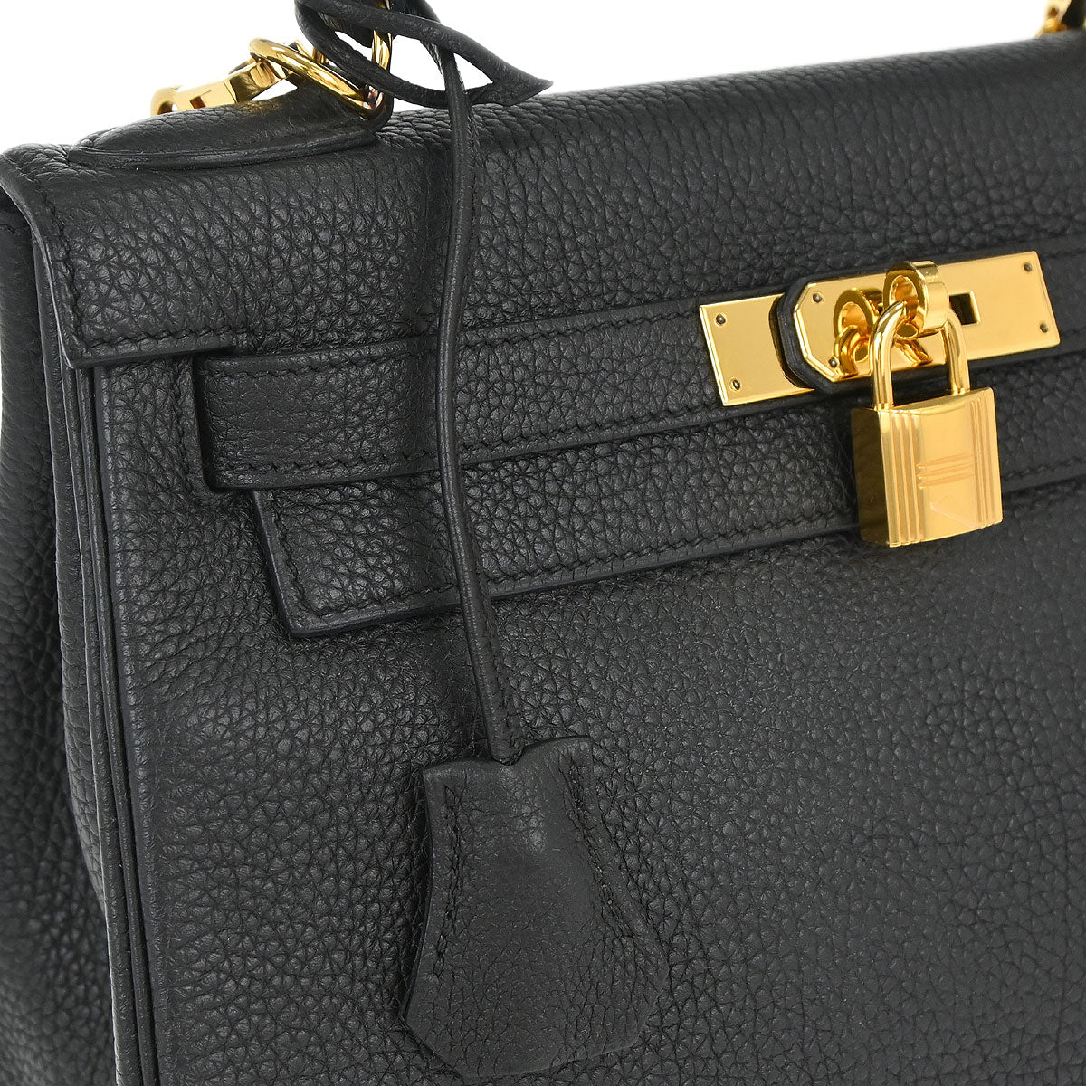 Hermes Black Togo Kelly 28 Retourne 2way Shoulder Handbag