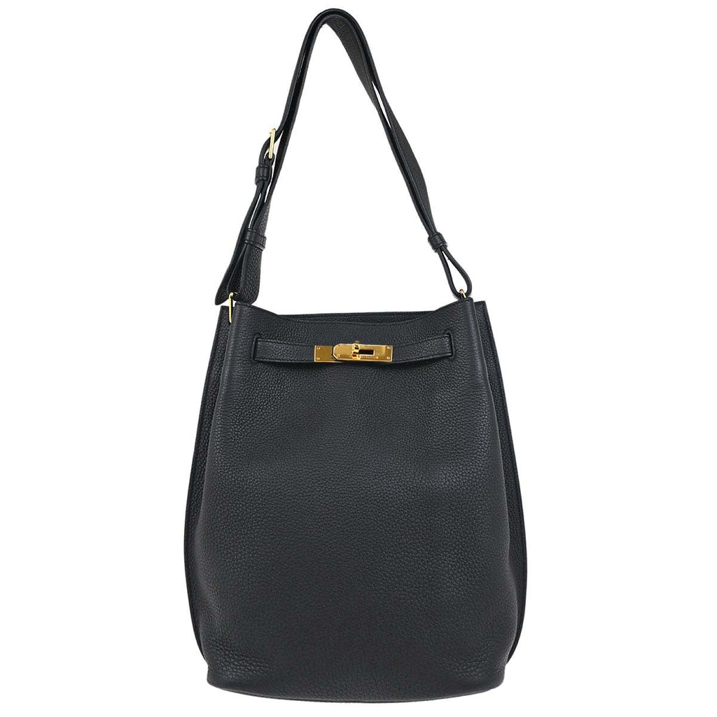 Hermes Black Togo So Kelly 22 Shoulder Bag