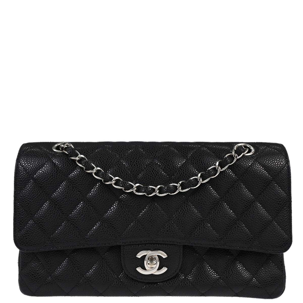 Chanel 2010-2011 Black Caviar Medium Classic Double Flap Shoulder Bag