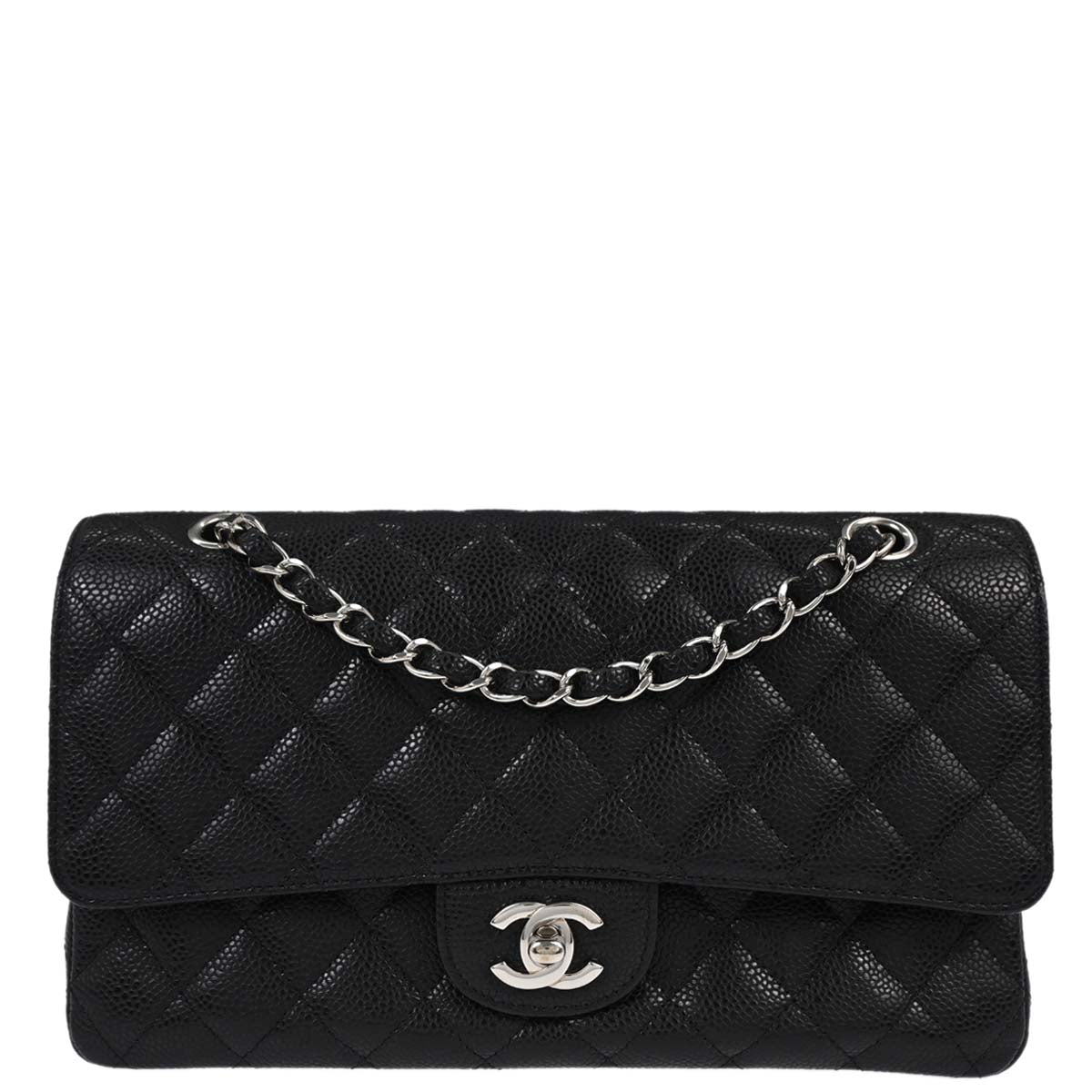 Chanel 2010-2011 Black Caviar Medium Classic Double Flap Shoulder Bag