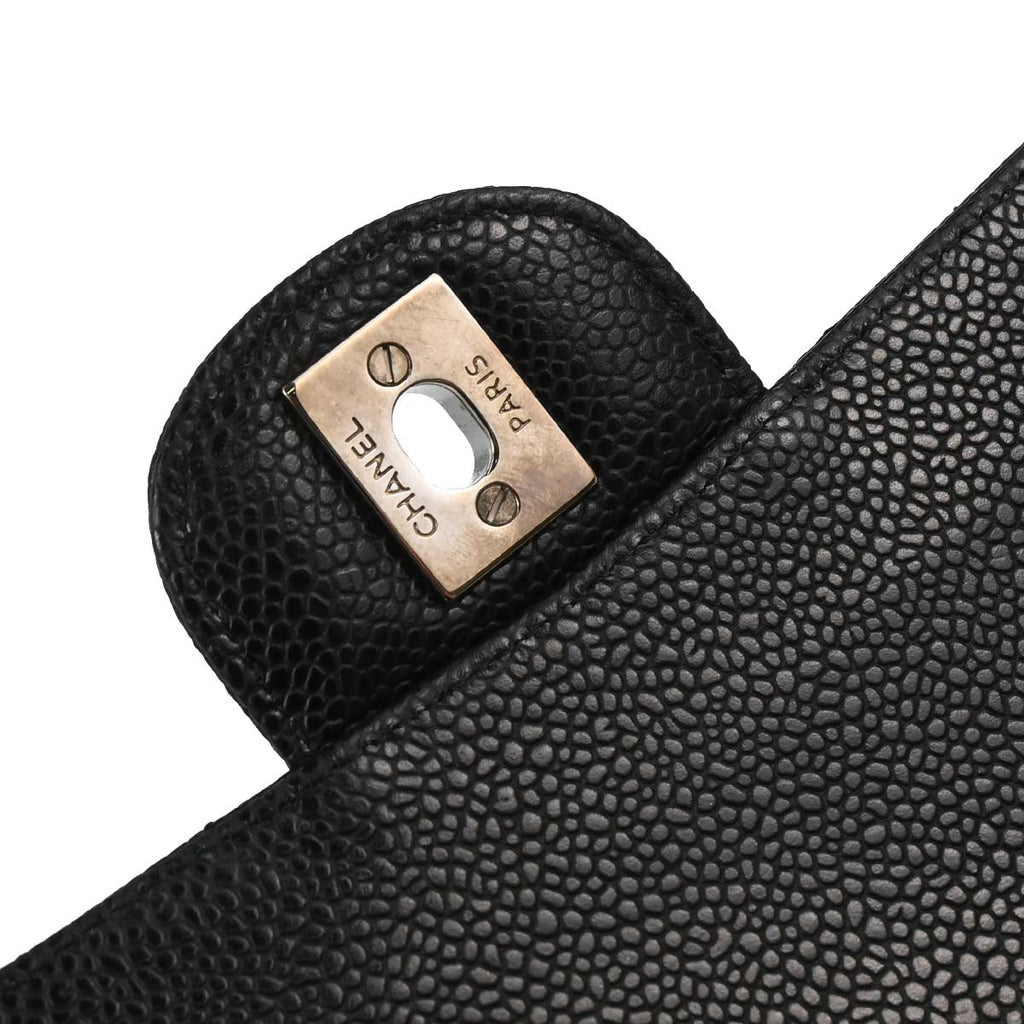 Chanel 2010-2011 Black Caviar Medium Classic Double Flap Shoulder Bag