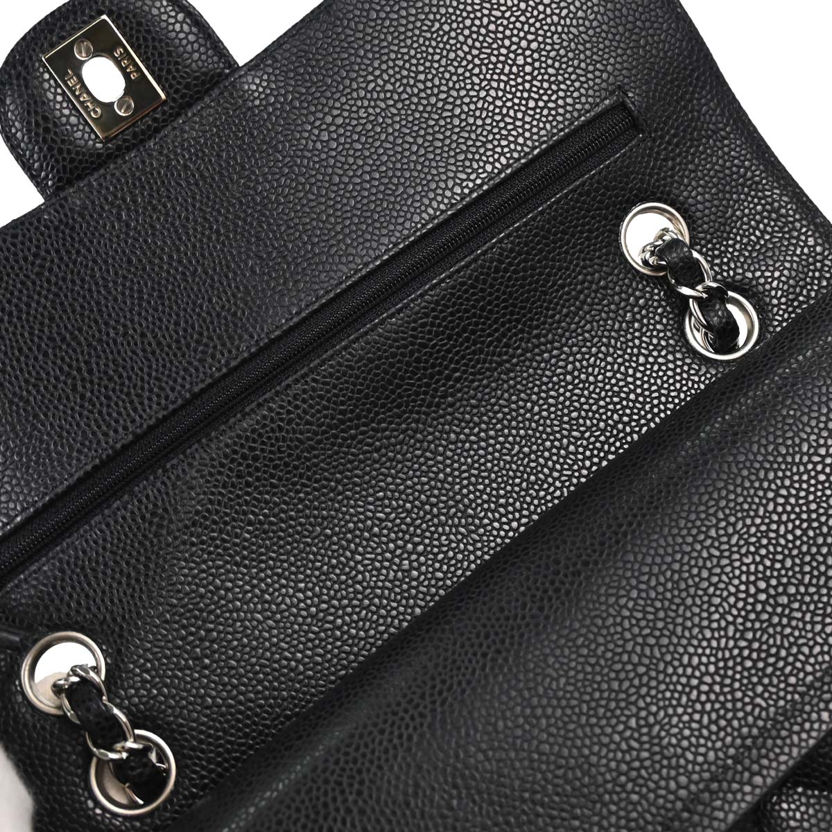 Chanel 2010-2011 Black Caviar Medium Classic Double Flap Shoulder Bag