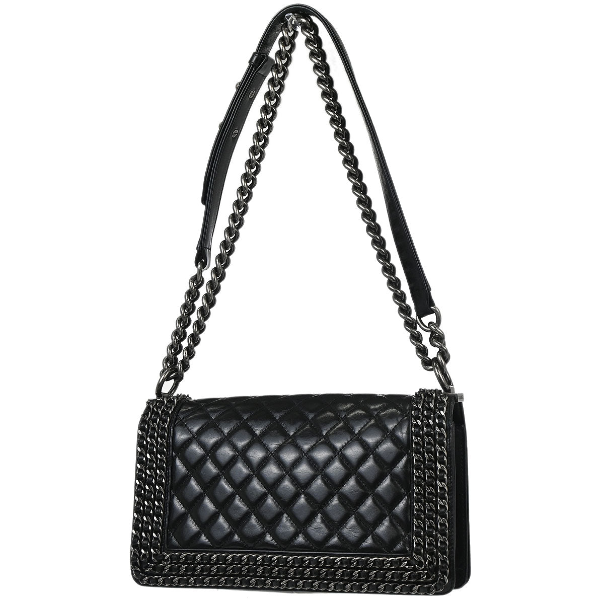 Boy Chanel 2016-2017 Black Calfskin Medium Chain Shoulder Bag