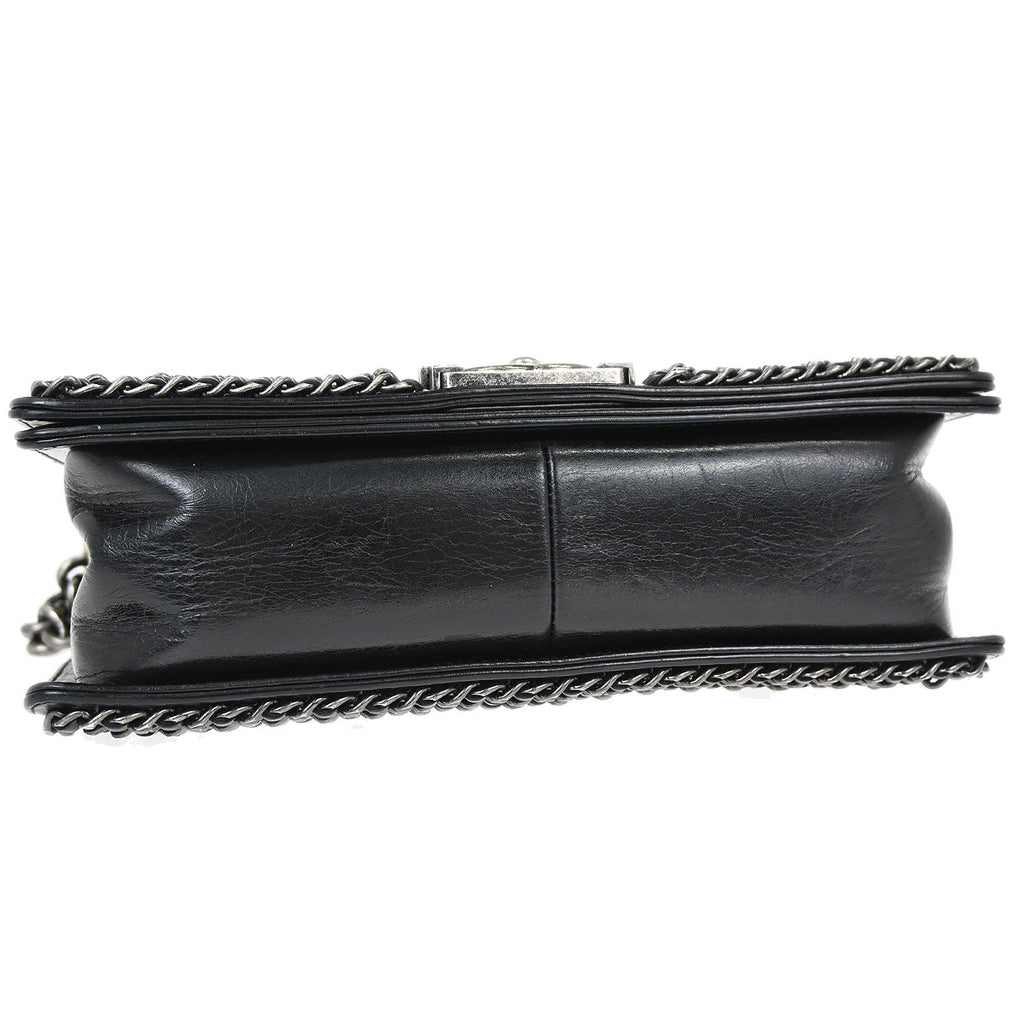 Boy Chanel 2016-2017 Black Calfskin Medium Chain Shoulder Bag