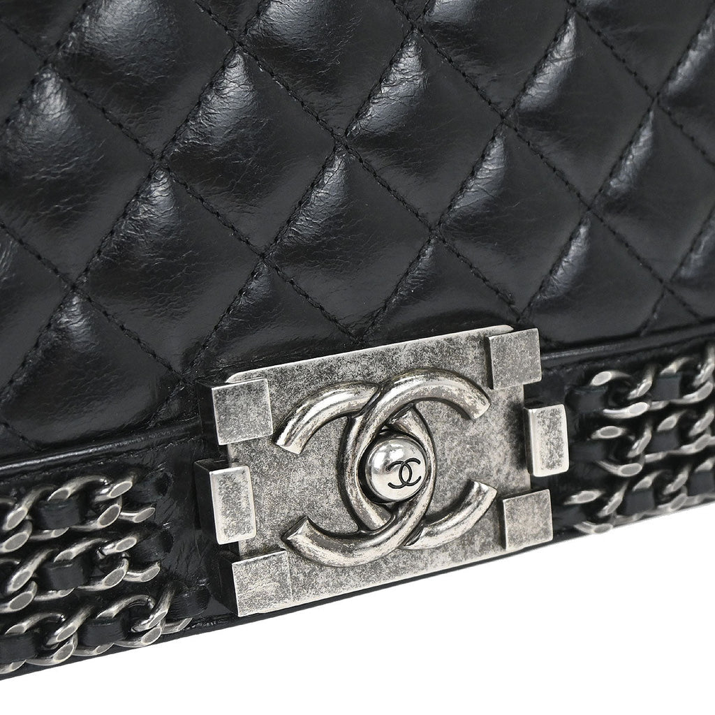 Boy Chanel 2016-2017 Black Calfskin Medium Chain Shoulder Bag