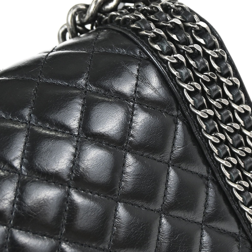 Boy Chanel 2016-2017 Black Calfskin Medium Chain Shoulder Bag