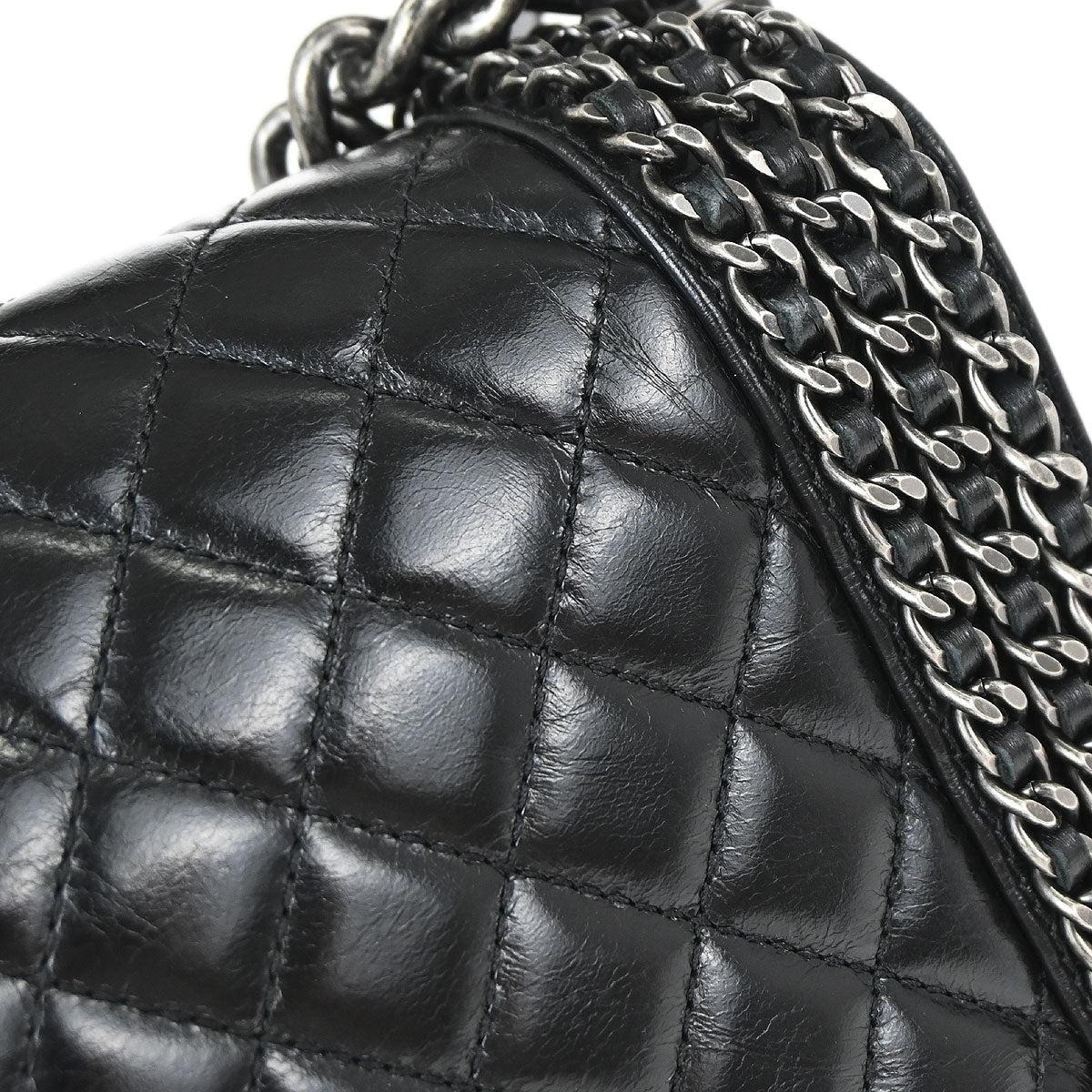 Boy Chanel 2016-2017 Black Calfskin Medium Chain Shoulder Bag