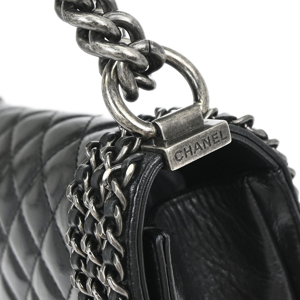 Boy Chanel 2016-2017 Black Calfskin Medium Chain Shoulder Bag