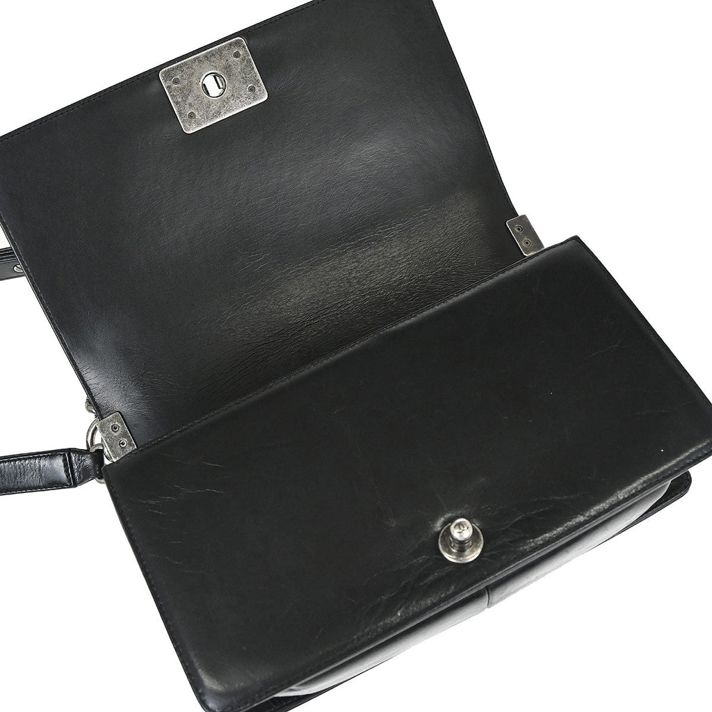 Boy Chanel 2016-2017 Black Calfskin Medium Chain Shoulder Bag