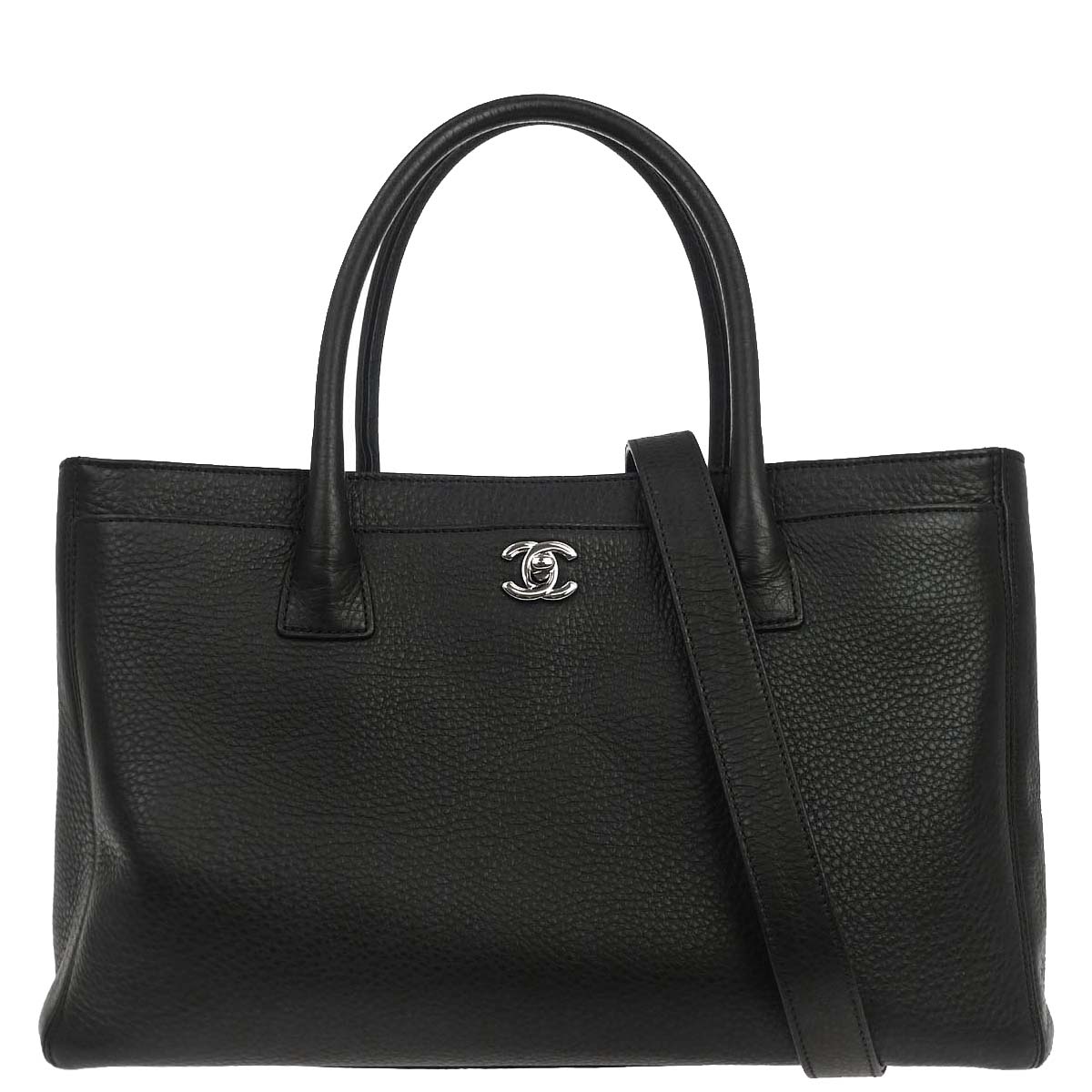 Chanel 2015-2016 Black Deerskin Cerf Executive 2way Shoulder Tote Bag