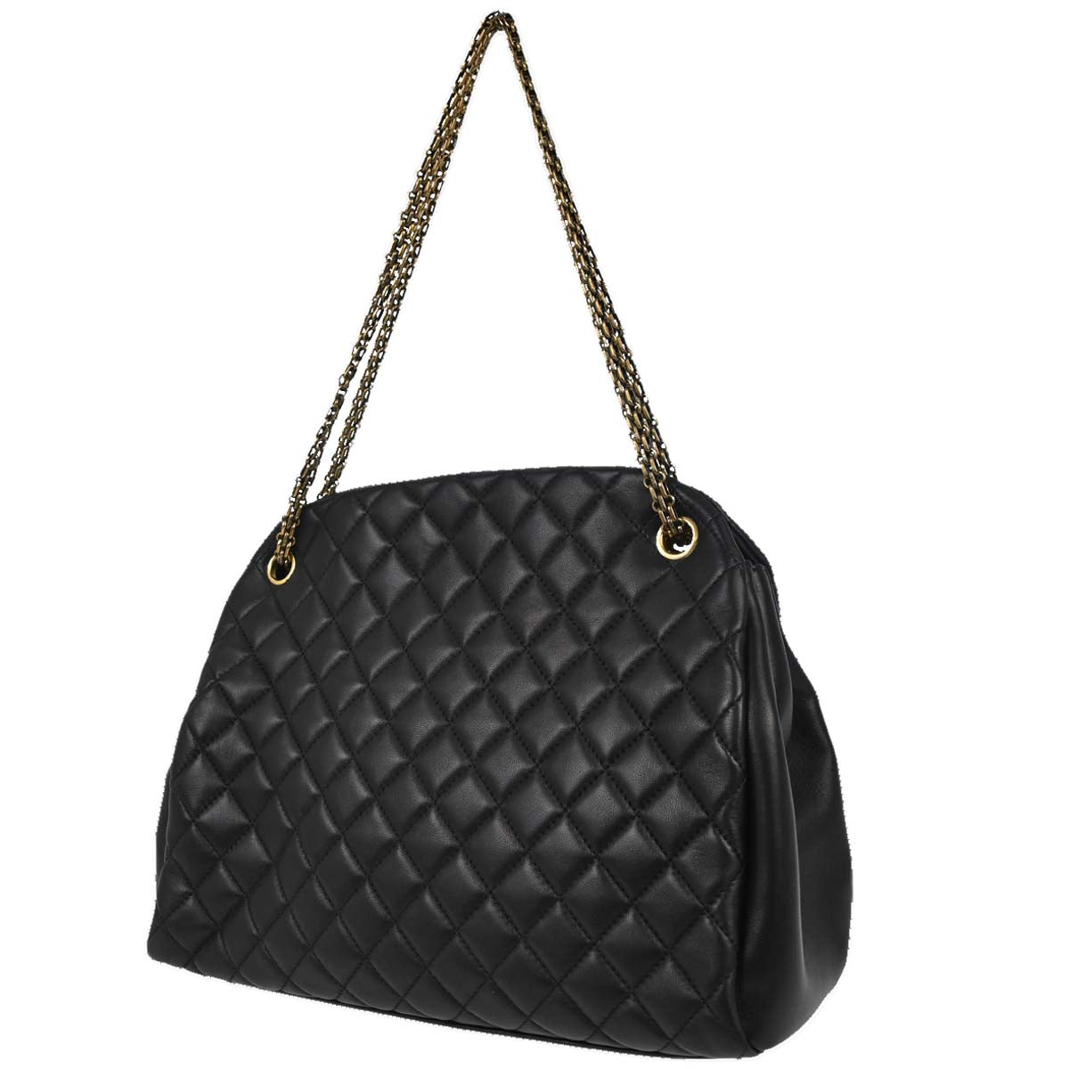 Chanel 2011 Black Lambskin Large Mademoiselle Bowling Bag