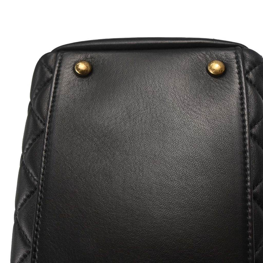 Chanel 2011 Black Lambskin Large Mademoiselle Bowling Bag