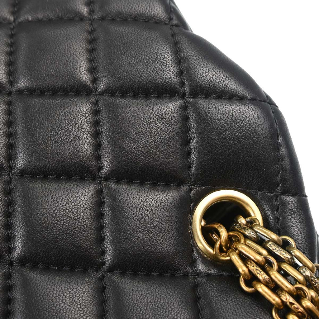 Chanel 2011 Black Lambskin Large Mademoiselle Bowling Bag