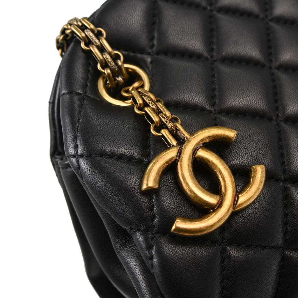 Chanel 2011 Black Lambskin Large Mademoiselle Bowling Bag