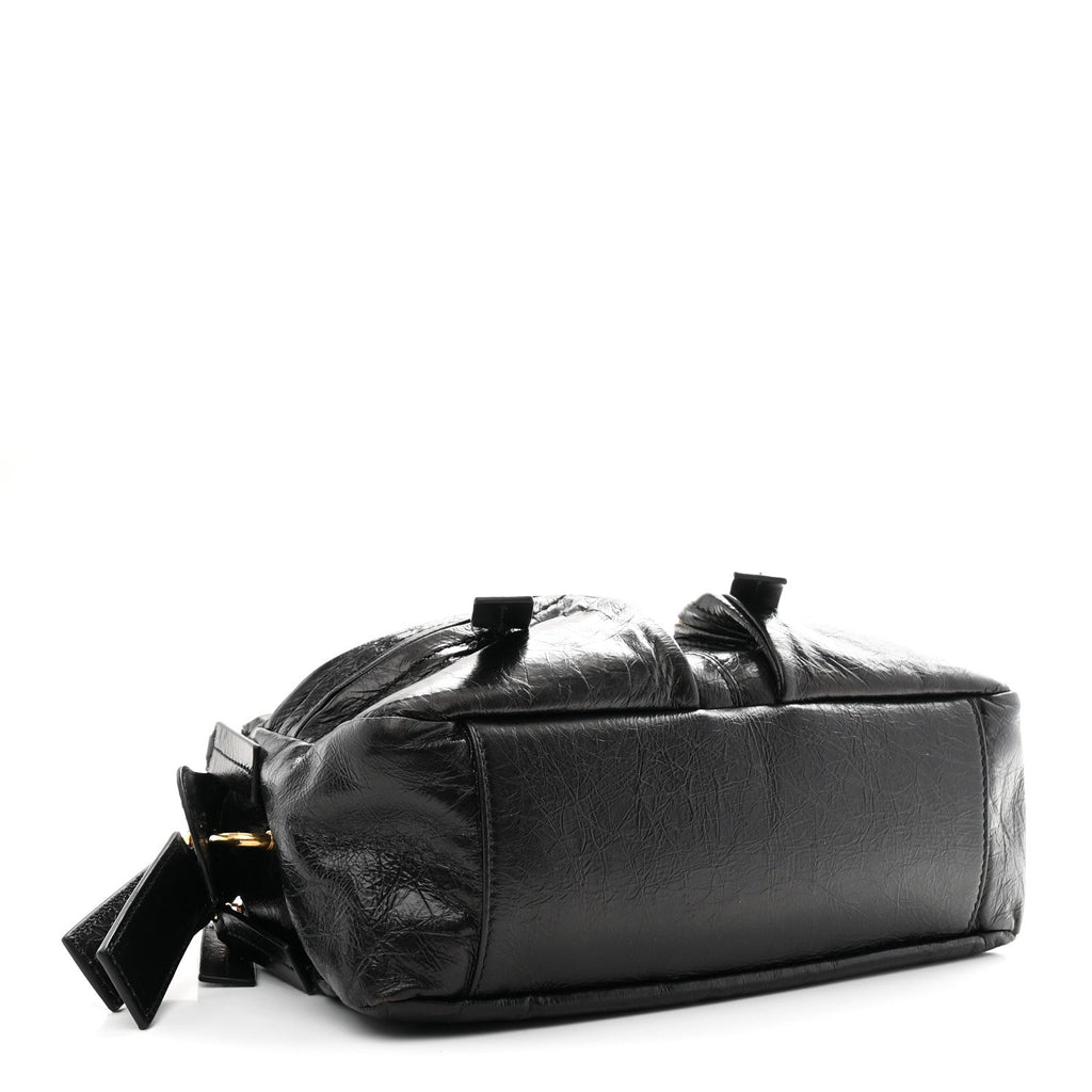 Christian Dior Crinkled Calfskin Small Grand Tour Bowling Bag Black
