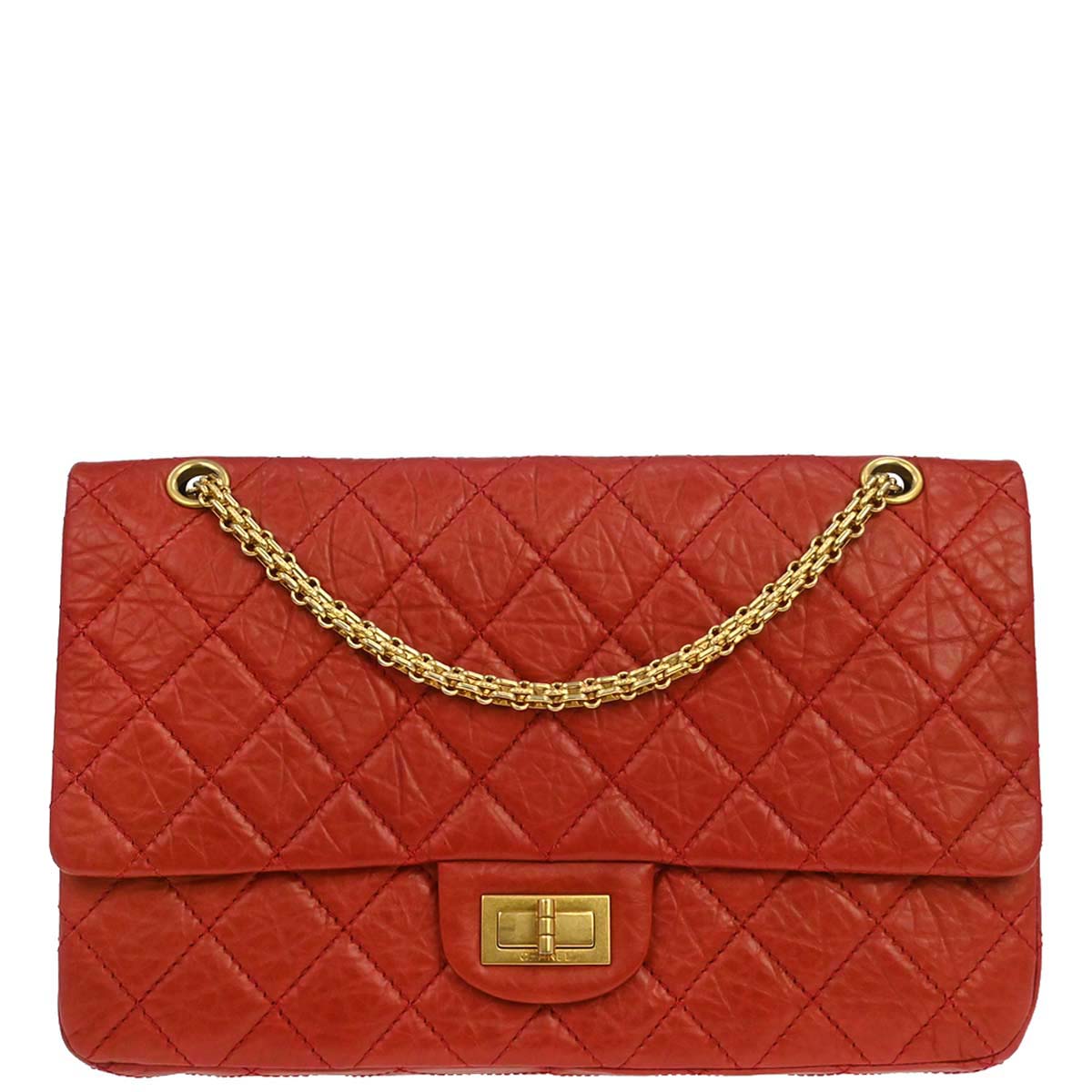 Chanel 2010-2011 Red Calfskin 2.55 Jumbo Classic Double Flap Shoulder Bag