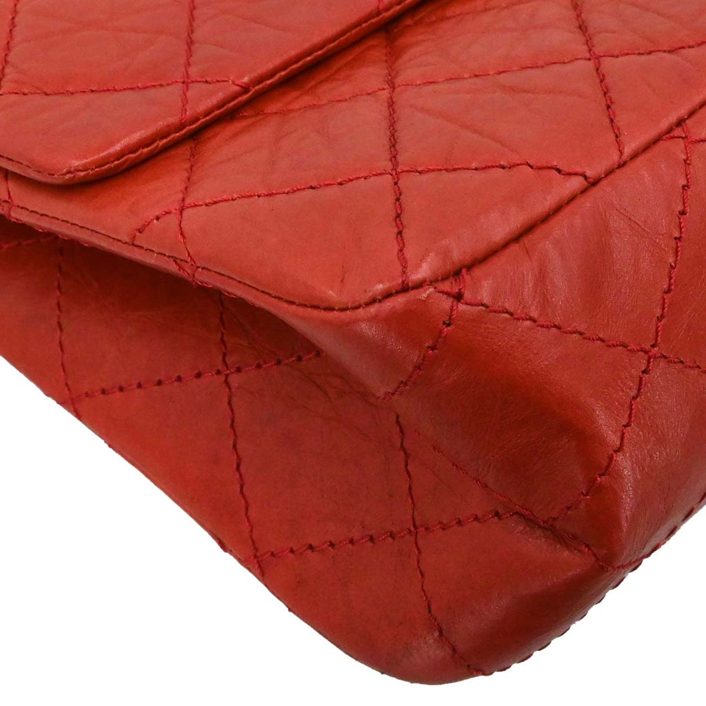 Chanel 2010-2011 Red Calfskin 2.55 Jumbo Classic Double Flap Shoulder Bag